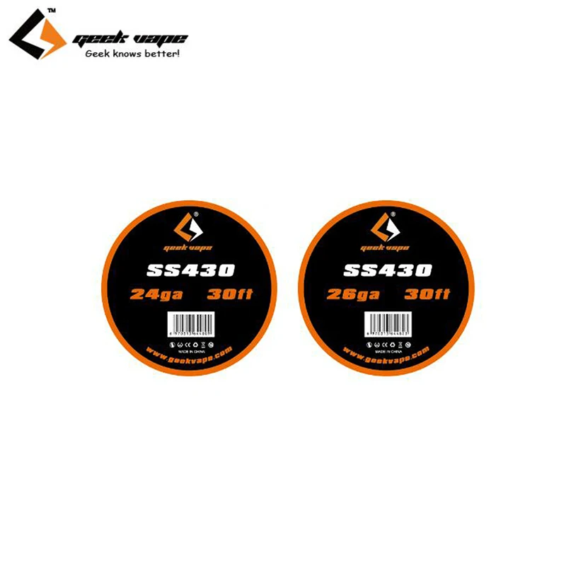 GeekVape 30ft SS430 стандартный провод 24GA 1.4ohm / 26GA 0.91ohm подходит для электронных сигарет RTA