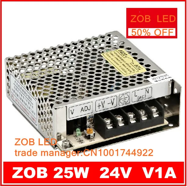 

25W 1A 24V LED Switching Power Supply,100~120V/200~240V AC input,Output power suply 24V in stocks--2PCS/LOT