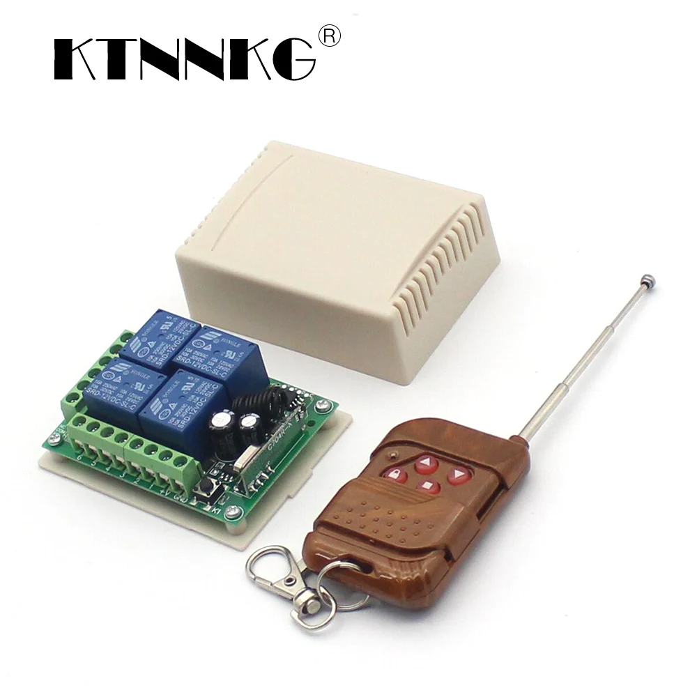 KTNNKG 433 MHz DC 12V 10A 4 Gang Дистанционное Реле модули беспроводной умный дом выключатель