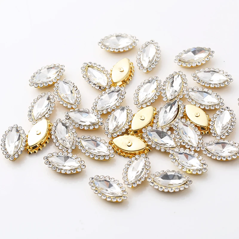 Ресен 7X15mm 50 шт./упак. микс Цвет лошадиный глаз Форма подсолнечника с украшением в виде кристаллов на камнях "сделай сам" Стекло Flatback пришить коготь стразы