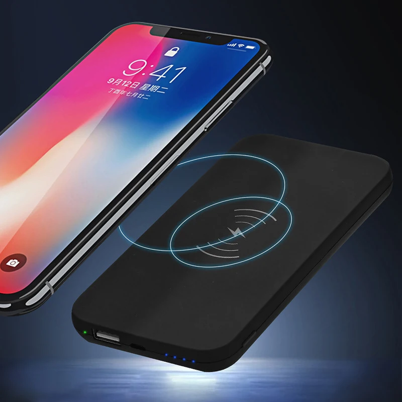 Power bank 10000 мАч qi Беспроводная зарядка сокровище ультра тонкий полимер с