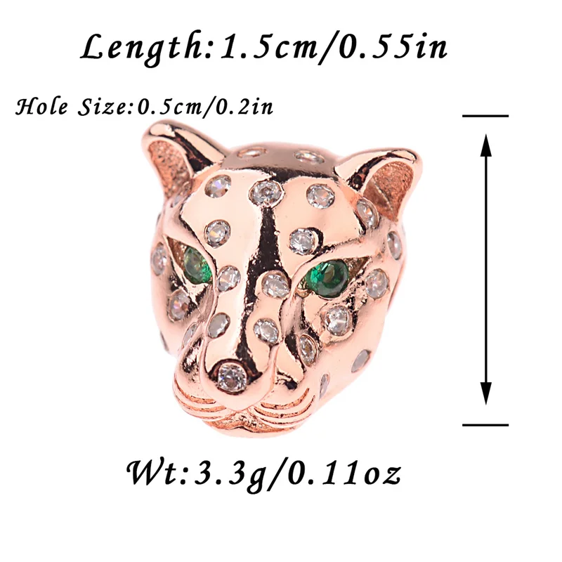DOUWEI Fashion Leopard Head Metal Beads For DIY Bracelet Micro Pave White And Green Zircon Jewelry Making Men | Украшения и