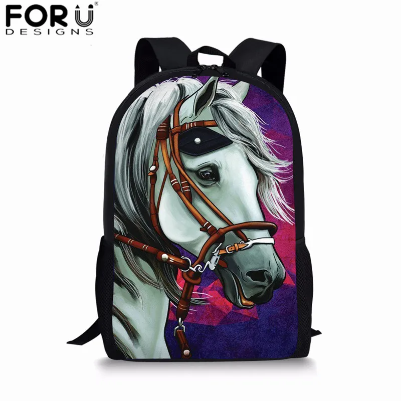 L4334C FORUDESIGNS/3d рюкзаки с рисунком лошади для Дети Мальчики Школа сумка дети ежедневно сумки для школы 3 шт./компл. Crazy Horse Рюкзак - Цвет: L4334C