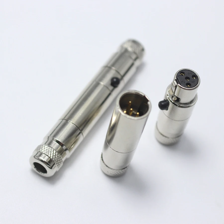 1 пара мини XLR 4 контактный штекер + гнездовой разъем маленький металлический P