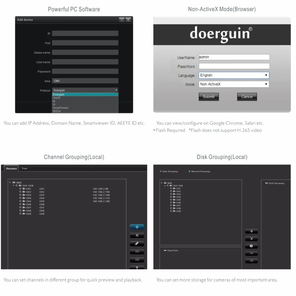 Doerguin 16CH 4K 8MP PoE NVR Smartviewer APP поддержка H.265 фотосовместимость с жестким диском на 10 ТБ