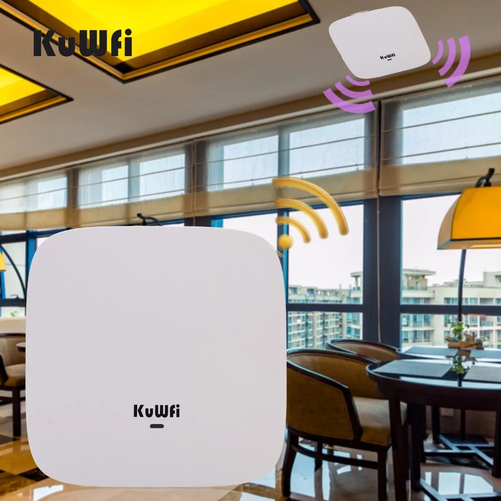 KuWFi 750Mbps Ceiling AP Router Dual Band 802.11ac AP Router Indoor Wireless Wifi Router Wifi Repeater With 48V POE Adapter