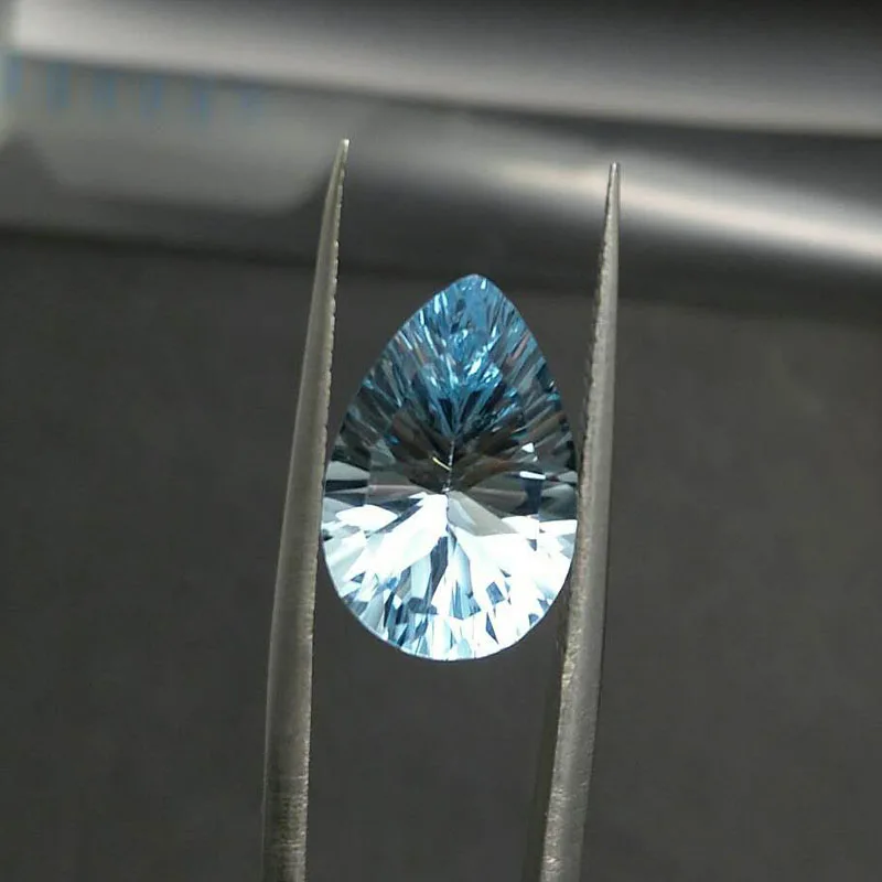 Tbj натуральный Небесный топаз груша 10*15 мм вогнутая огранка ard 6.3ct для серебряного