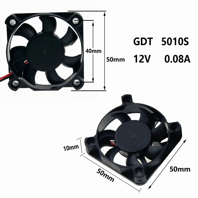 

Gdstime 500 Pieces 50x50x10mm PC Mini Fan 12V 2Pin 5cm DC Brushless PC Cooling Fan 50mm 5010 Computer CPU Cooler wholesale