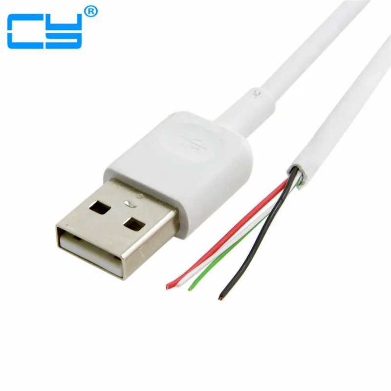 USB 2 0 Тип A штекер к 4 проводам открытый кабель с оплёткой для DIY OEM Белый 3 м 5 7