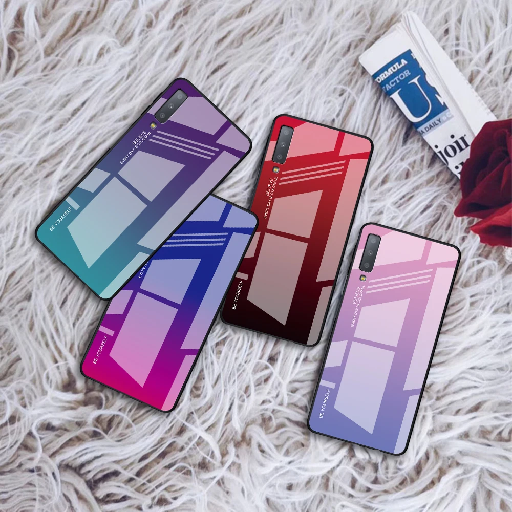 Градиентный чехол Aurora для Samsung Galaxy J6 Plus + J610 J610F из закаленного стекла SM-J610F SM-J610FN/DS
