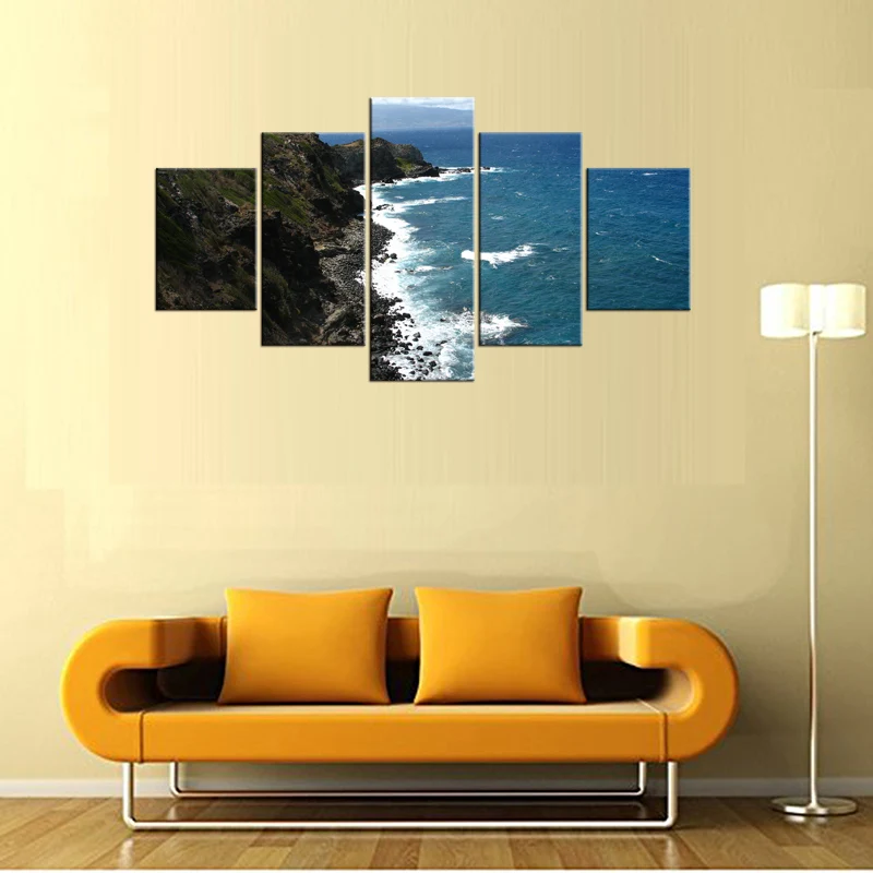 5 шт. холст фотопечать береговые волны закат Настенная картина картины домашний