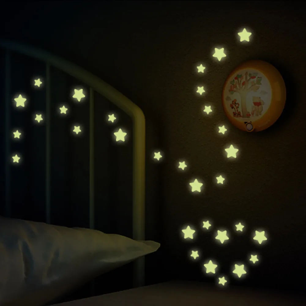 2019 New Kids Bedroom Fluorescent Glow In The Dark Stars Wall Stickers Home Decor Room Art Drop Shipping |