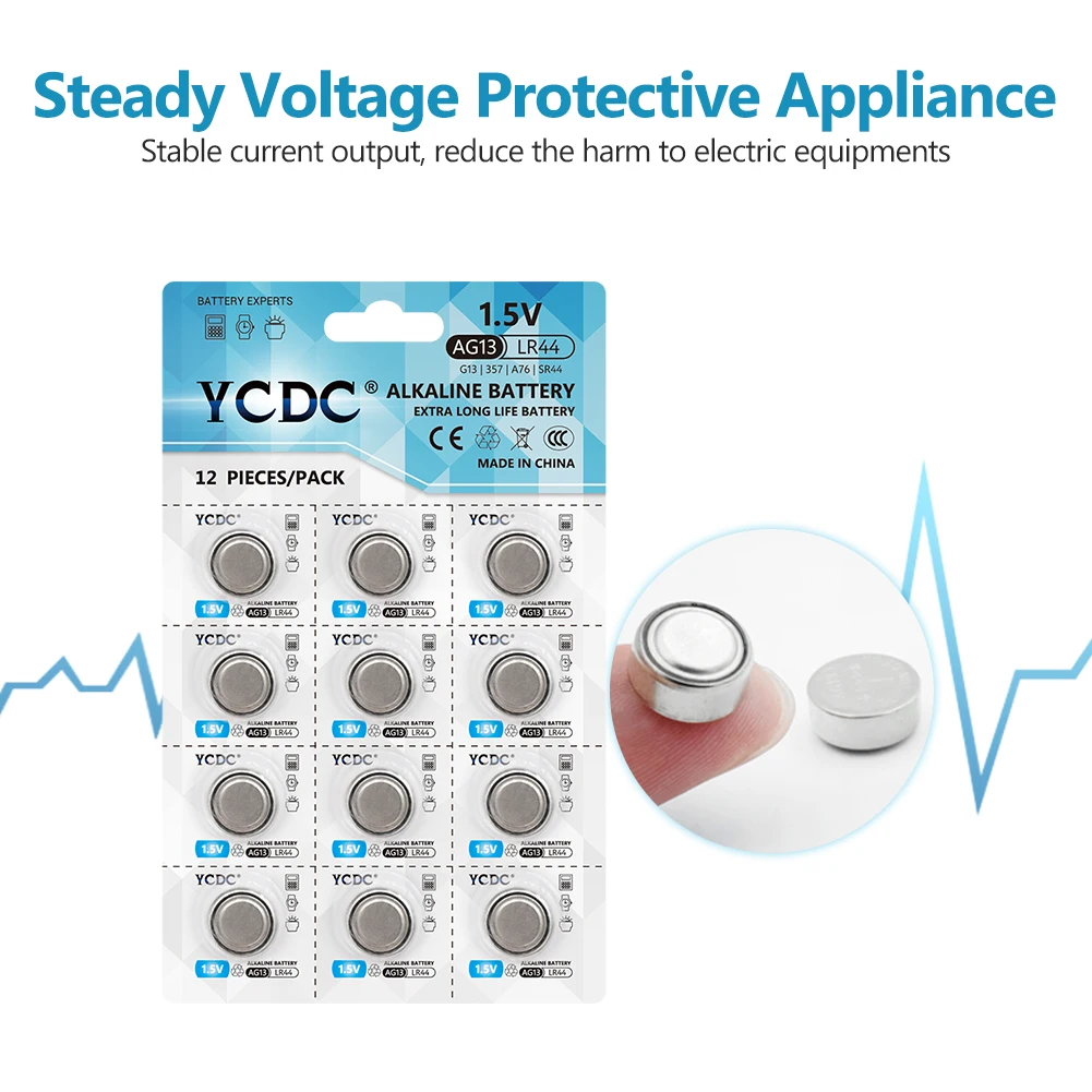 YCDC Оригинальный 12 шт./лот AG13 357A LR44 SR44SW SP76 L1154 CR2032 DL2032 5004LC KL2032 Батарея ячейки для