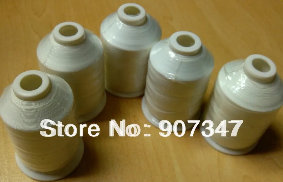 Бесплатная доставка, необработанная белая фотовышивальная нить 1000 м/катушка mini-king, 5 конусов в партии