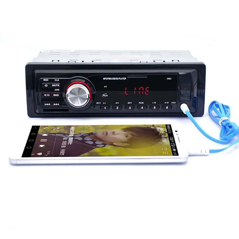 Автомобильный стерео аудио 12 в 1 Din FM Aux вход приемник SD USB MP3 WMA радио плееры