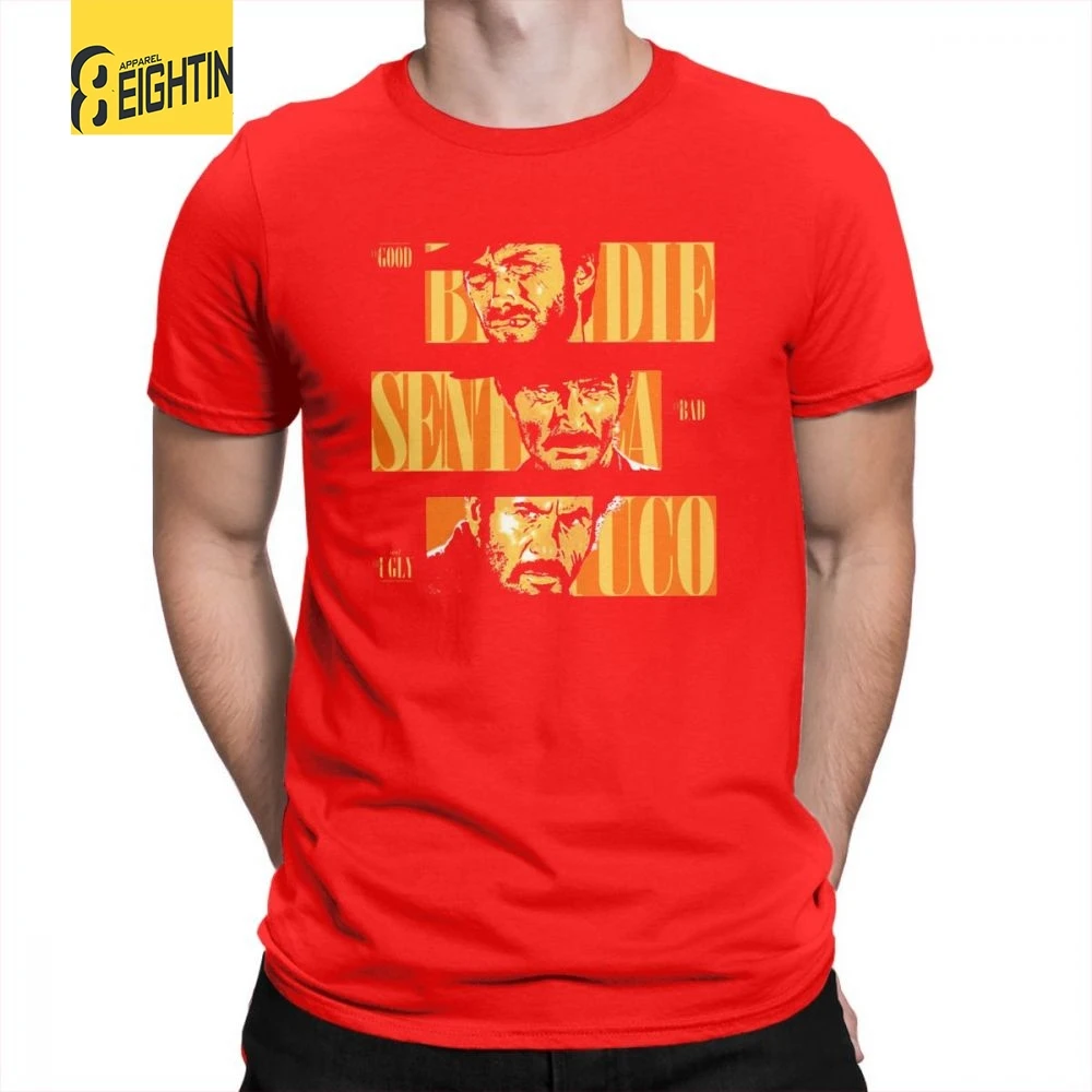 Футболка The Good The Bad And The Uglystrong Clint Eastwood, Мужские Винтажные Футболки с круглым воротником и коротким рукавом из хлопка - Цвет: Красный