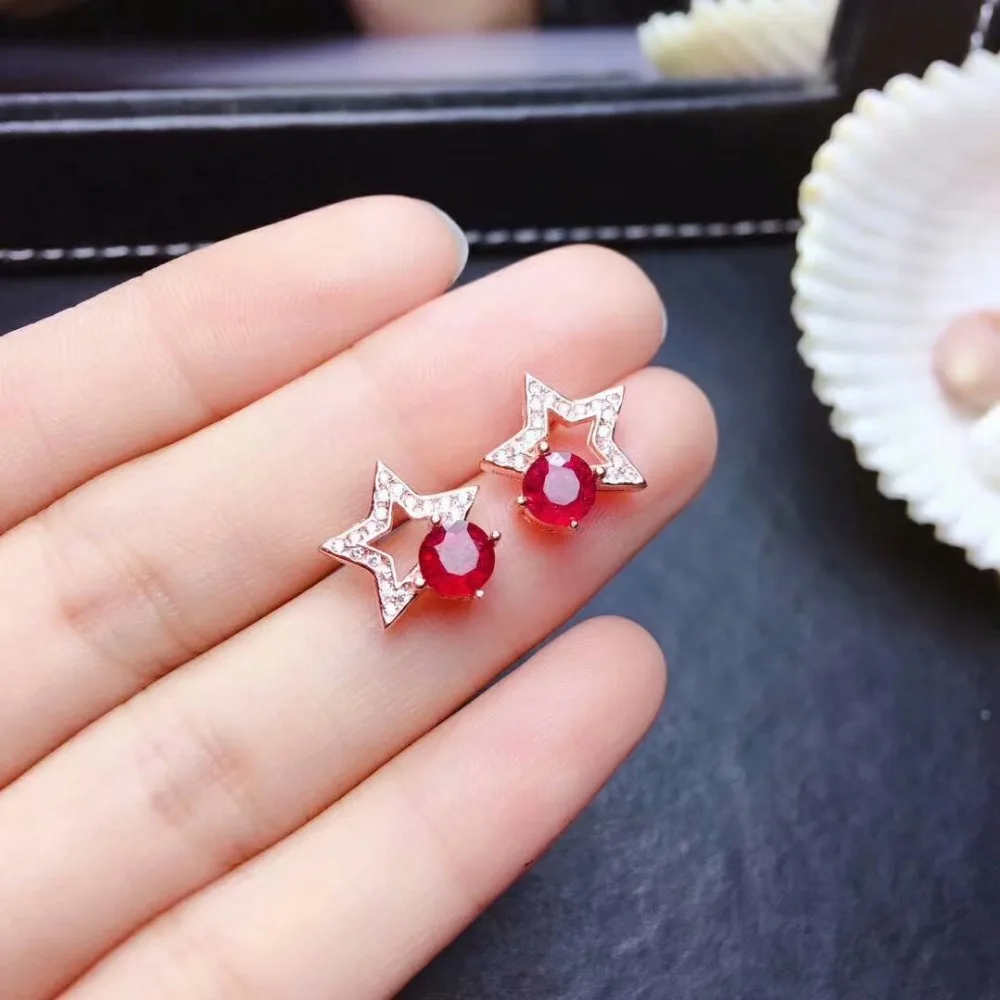 Женские серьги shilovem из натурального драгоценного камня голубь кровь