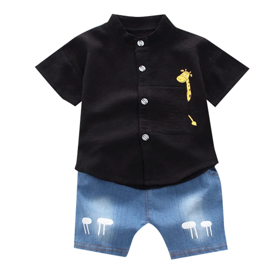 Черный Bby/комплект одежды для девочек, одежда для маленьких мальчиков летняя футболка с короткими рукавами, штаны льняная рубашка Одежда для новорожденных Горячая Распродажа, vetement bebe# g6 - Цвет: Черный
