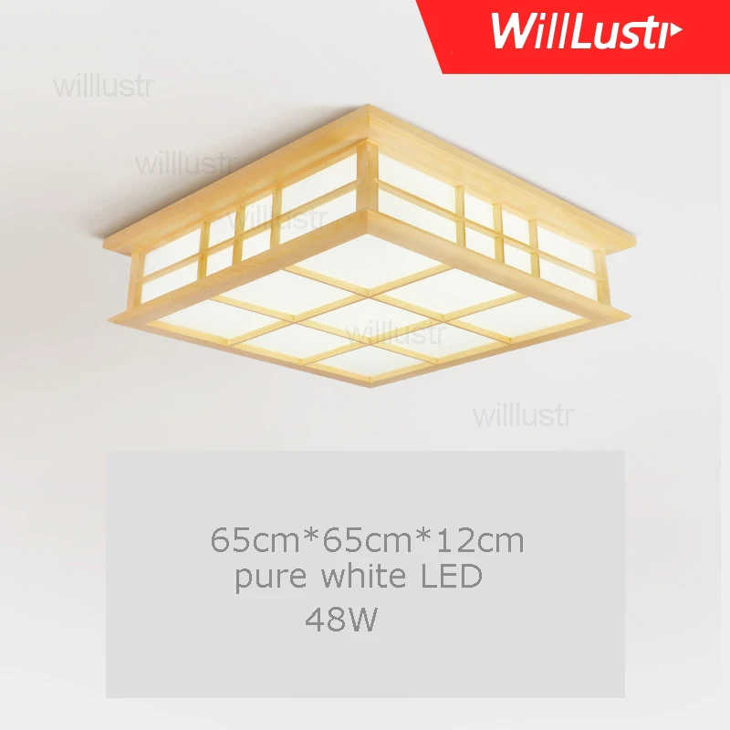 65cm pure white LED Willlustr светодиодный потолочный светильник из дерева, японский Деревянный светильник для отеля, дома, столовой, спальни, ресторана, акриловая панель осветительная потолочная - Цвет корпуса: 65cm pure white LED