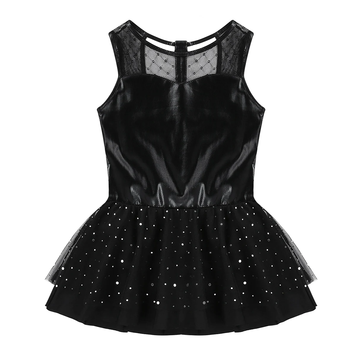 Kids Girls Shiny Metallic Mesh Splice Glitters Ballet Tutu Dress Ballerina Gymnastics Leotard Girl Stage Dance Costumes | Детская одежда