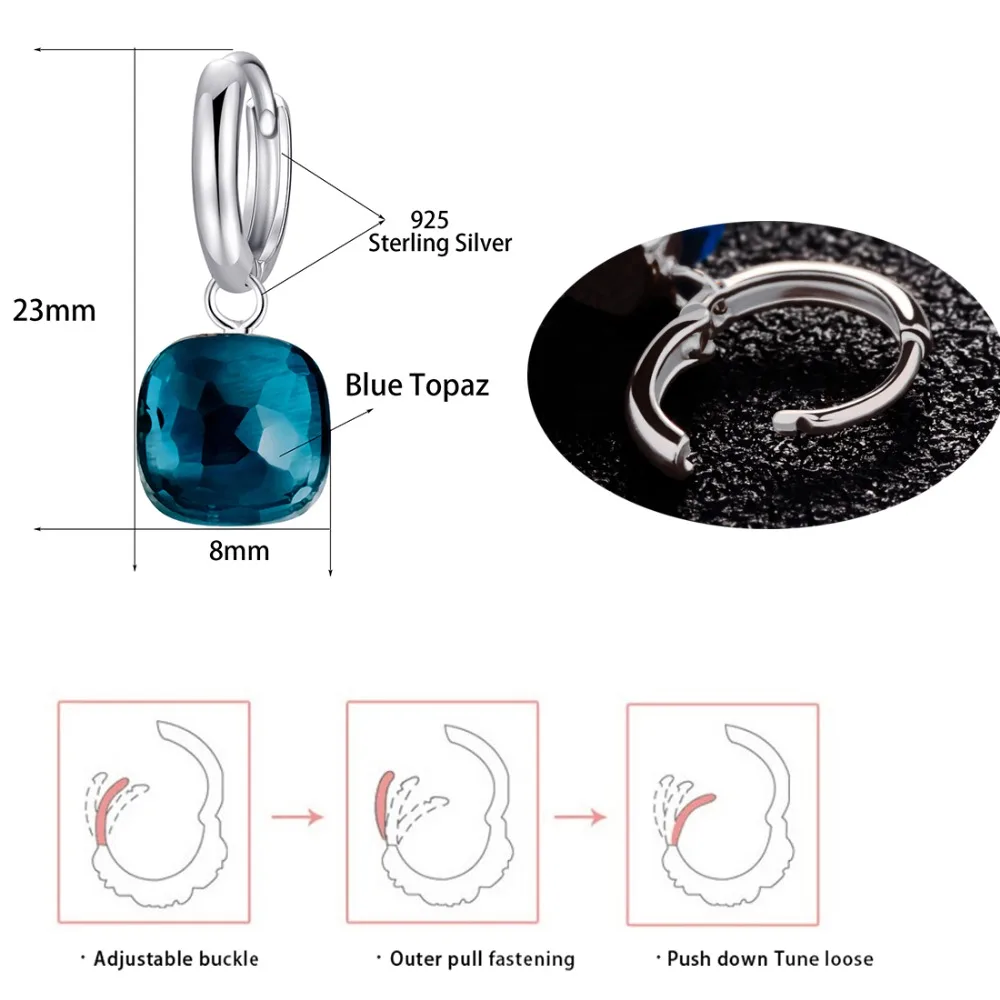 Серьги подвески из серебра 925 пробы с голубым топазом|earrings for|earrings for womenearrings women drop