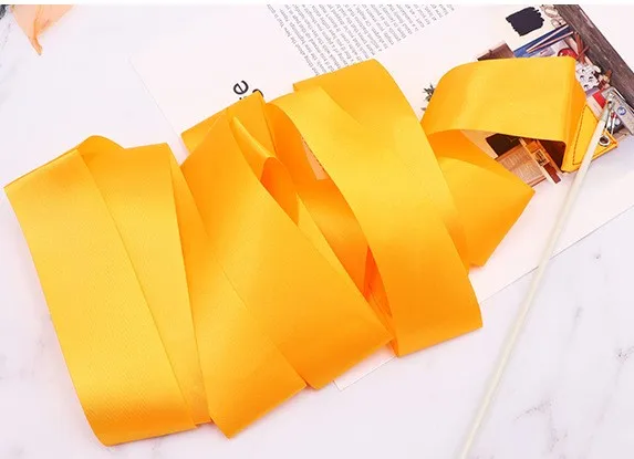 Yellow 10 шт./партия лента для танцев, гимнастики, художественная гимнастика, балетный стример, крутящийся стержень, уличные спортивные игры для детей и взрослых, красочная игрушка - Цвет: Yellow