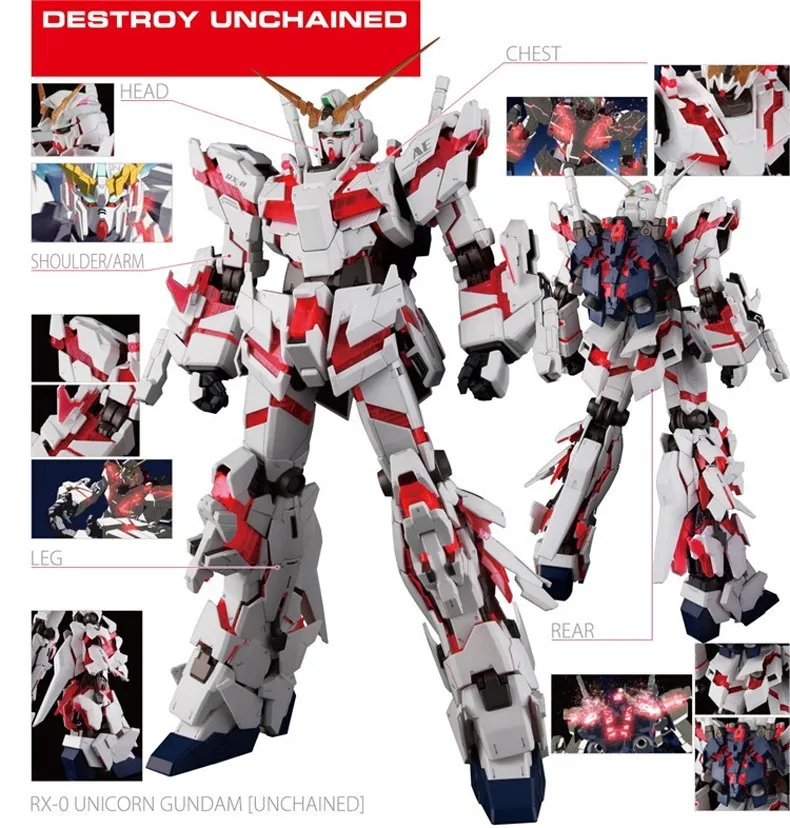 Daban Сборная модель робота PG 1/60 RX-0 Единорог Гундам разрушить несцепленный блок мобильный костюм дети фигурка игрушки Рождественский подарок