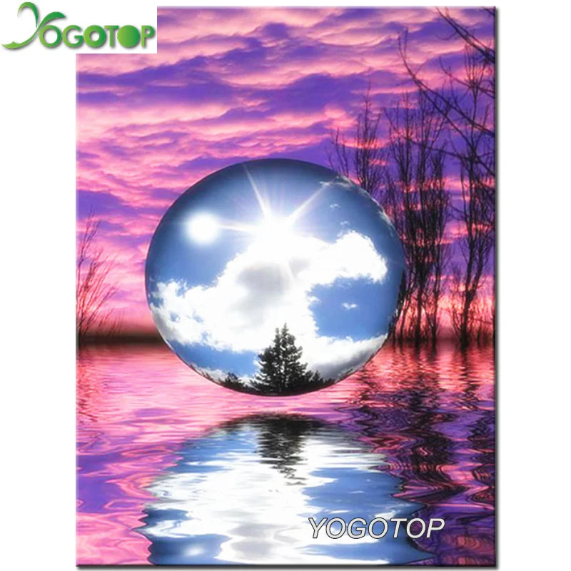 5d алмазная Картина Пейзаж камни в форме ромба картина из круглых стразов