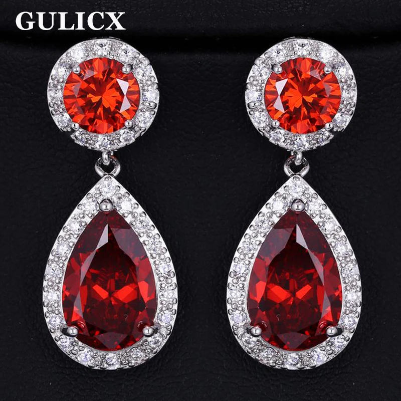 Женские серьги капельки большие Винтажные белого красного синего цвета с микро