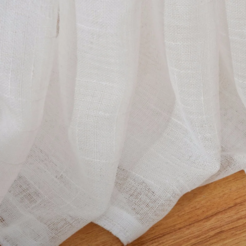 Белые однотонные искусственного белье Sheer Шторы для окна Пряжа Гостиная Спальня