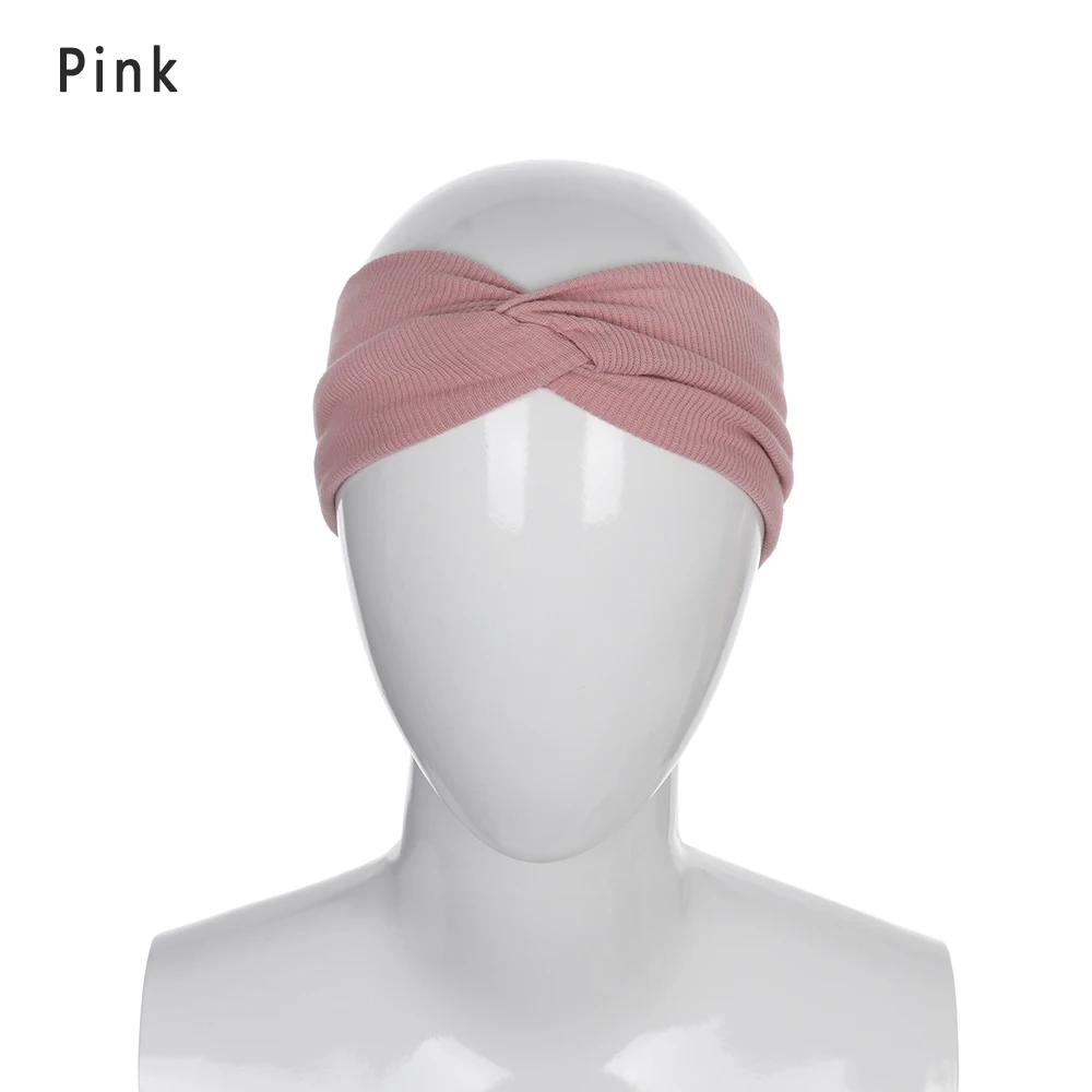 pink HOOH, Женская повязка на голову, вязаная крючком, шерстяные повязки на голову, повязка на голову, тюрбан, повязка на голову, повязки на голову, ленты, Аксессуары для волос - Цвет: pink
