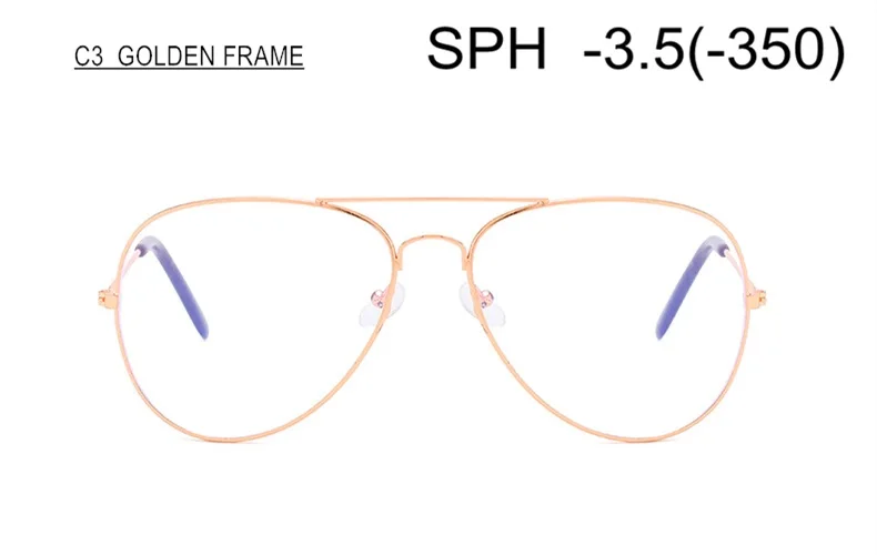 SUMONDY Рецептурные очки для близорукости SPH от 0 до-6,0 для женщин и мужчин модные оправа металлический оптические очки с диоптром по рецепту конечный продукт UF51 - Цвет оправы: C3 GOLDEN (-3.5)