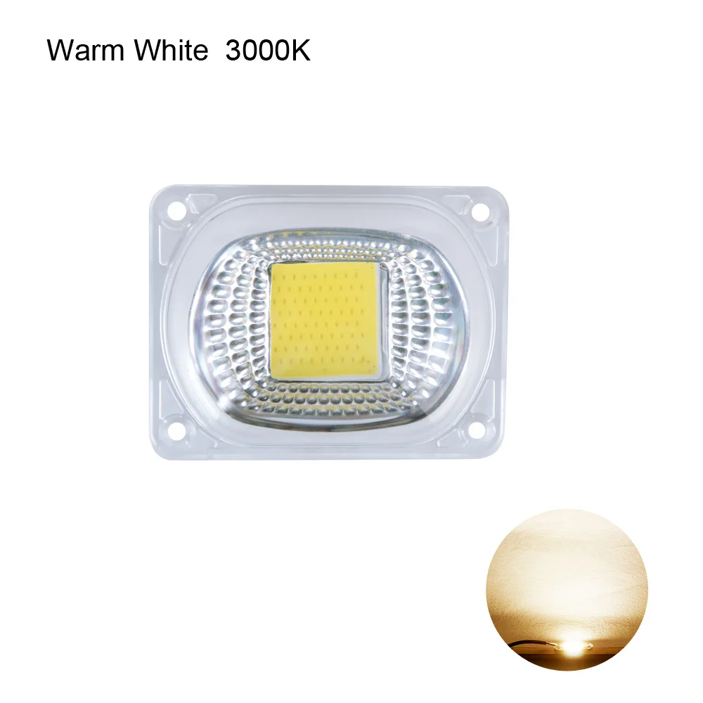 Warm White With Lens Умная ИС(интеграционная схема светодиодный COB лампы чип с светильник Чехлы 20 Вт 30 Вт 50 Вт высокой мощности Мощность СВЕТОДИОДНЫЙ матричный массив с светодиодный рассеивателем 110 V/220 V - Испускаемый цвет: Warm White With Lens