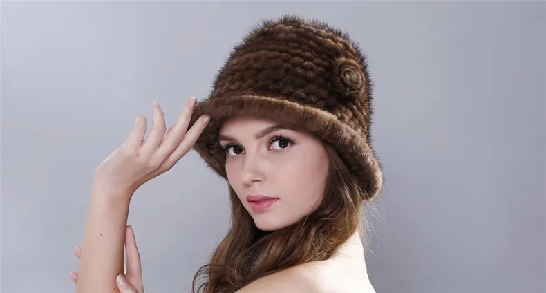 Зимние женские шапки из натурального меха норки, шапка, меховая шапка, Толстая теплая вязаная шерстяная шапка, модные женские вязаные шапки s