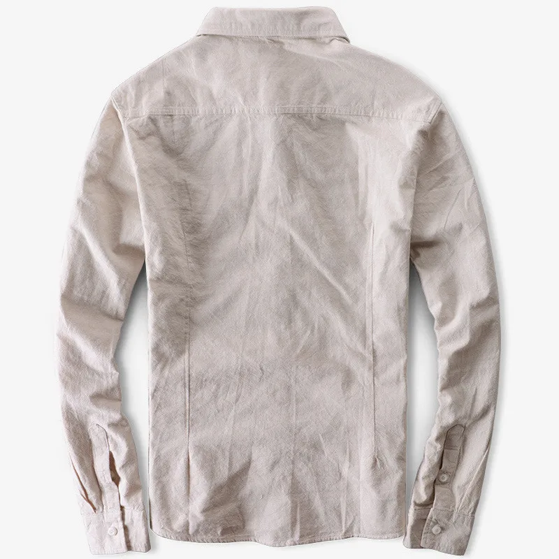 Итальянская брендовая рубашка мужские льняные рубашки с длинным рукавом Мужская