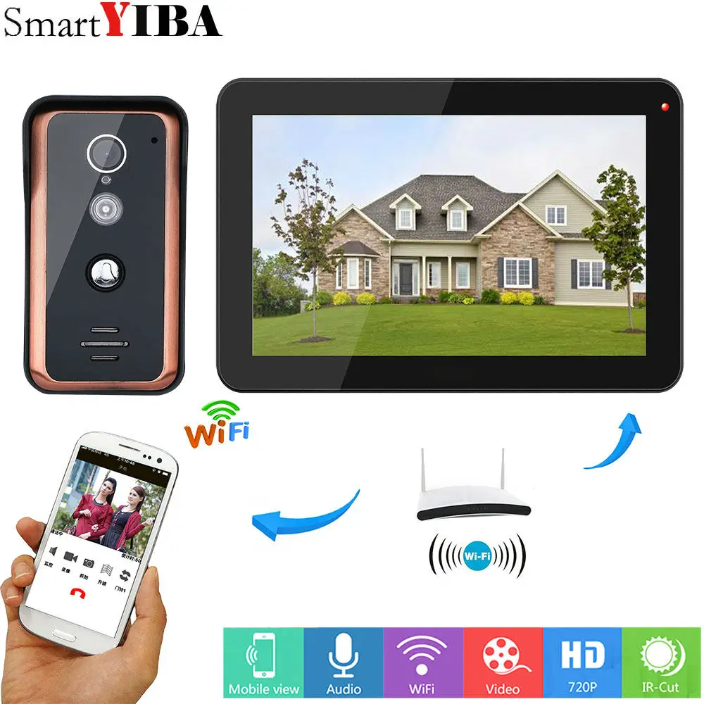 SmartYIBA " проводной/беспроводной Wifi видео дверной звонок Домофон с отпечатком пальца RFID пароль IR-CUT HD камера