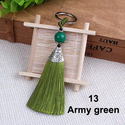 13 Army green Брелок с кисточками декоративный шелк DIY кисточка шелковая кисточка швейная ткань аксессуары бахрома отделка для DIY кулон кисточкой сумка Декор - Цвет: 13 Army green