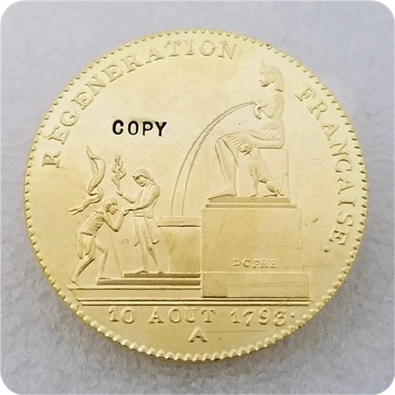 1793 Франция 5 десятичных Парижа Robespierre Fontaine копия монеты Бесплатная