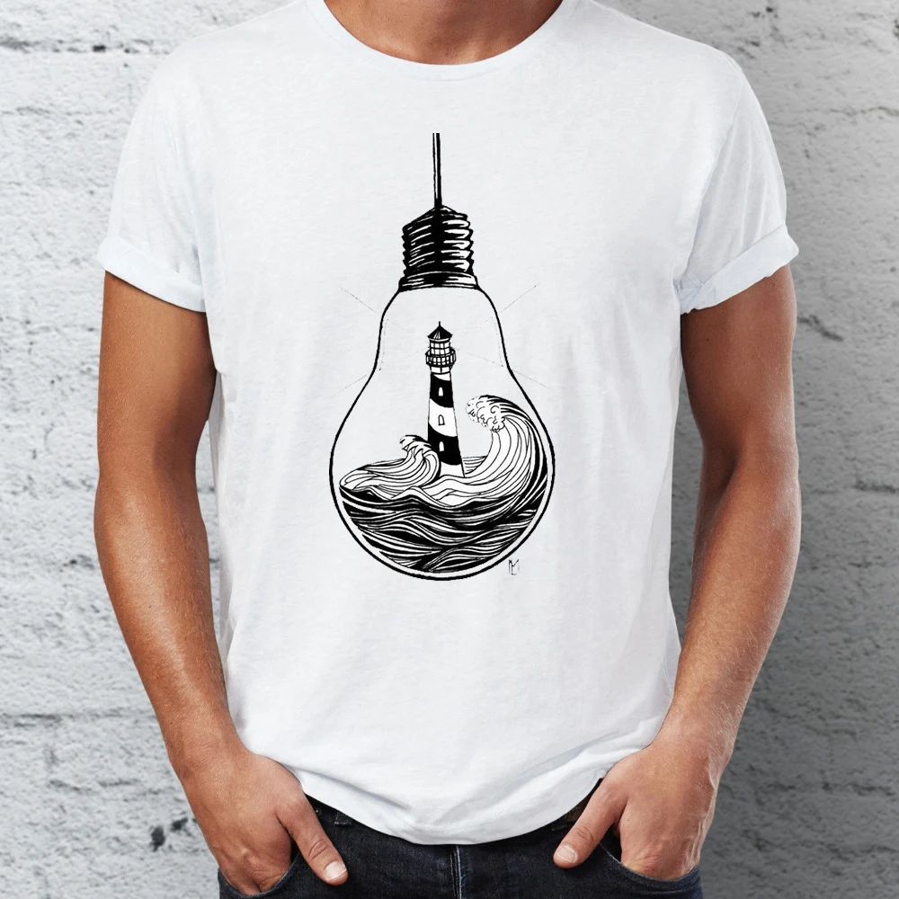 Мужская футболка Ocean Inside a Bulb Awesome Art Nature's Tee|men t shirt|t shirttee tee |
