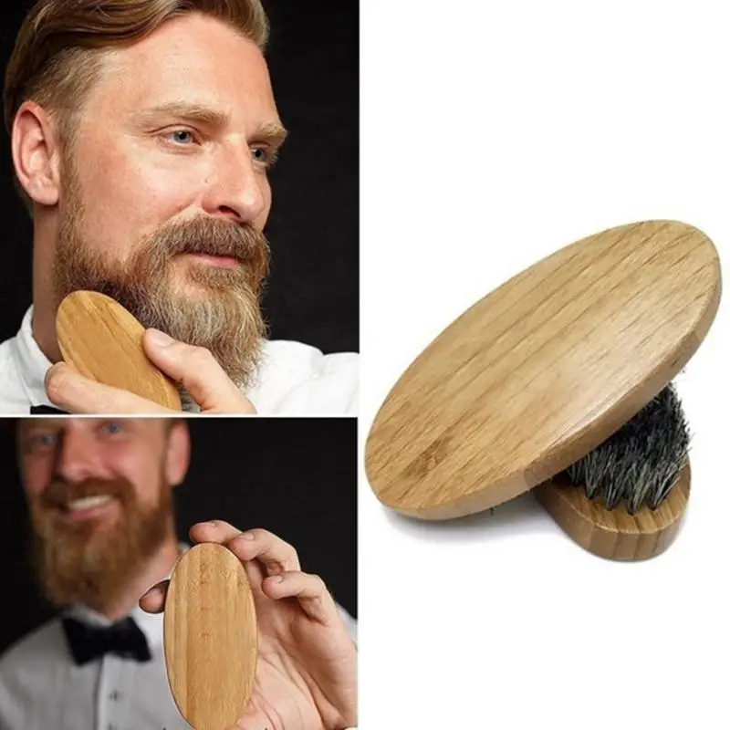 

8cm Natural Boar Bristle Beard Brush For Men Bamboo Face Massage That Works Wonders To Comb Beards and Mustache Drop shipping