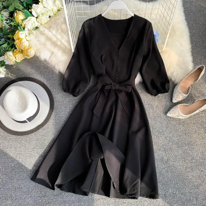 1 Женские повседневные платья, vestidos mujer, новинка, весна-лето, тонкий v-образный вырез, однобортный бандаж, длинный халат, женское пляжное платье - Цвет: 1
