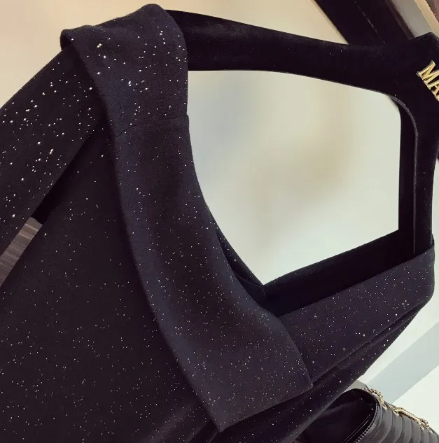 Модный женский сексуальный топ с блестками и Расклешенным рукавом + мини юбка