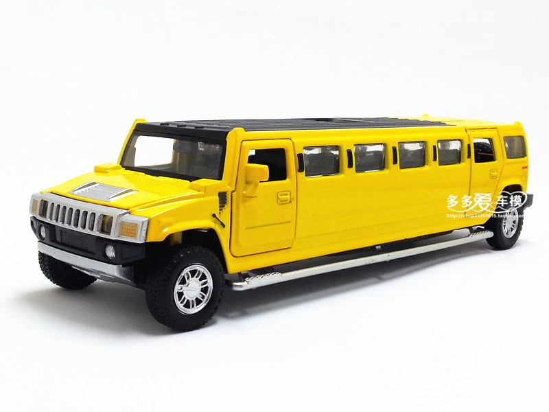 Цвет: желтый 1:32 Масштаб Hummer Limousine роскошный сплав Металл литье под давлением модель автомобиля вытяните назад игрушки со звуком светильник коллекция автомобилей подарки - Цвет: Цвет: желтый