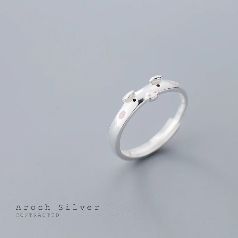 

ABC silver S925 silver small fresh pig pig opening ring *