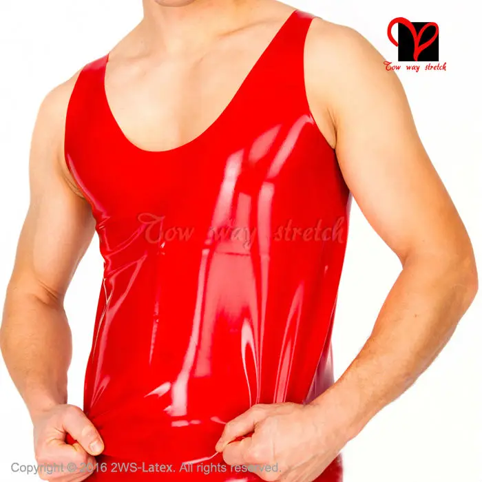 

Sexy Black Latex Tank Sleeveless Shirt Muscle Rubber Undershirts Fitting Tight Top Classic Singlet Plus Size Xxxl Sy-014