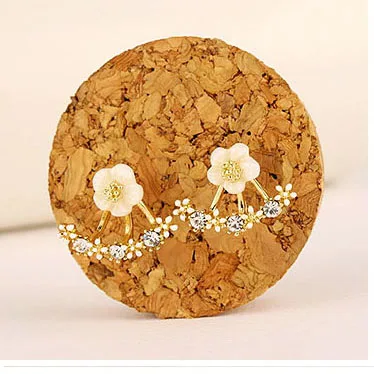 2021 Korean Style Vintage Crystal Flower Ear Piercing Stud Earrings Women Rhinestone Earings Fashion Jewelry 5E414 | Украшения и