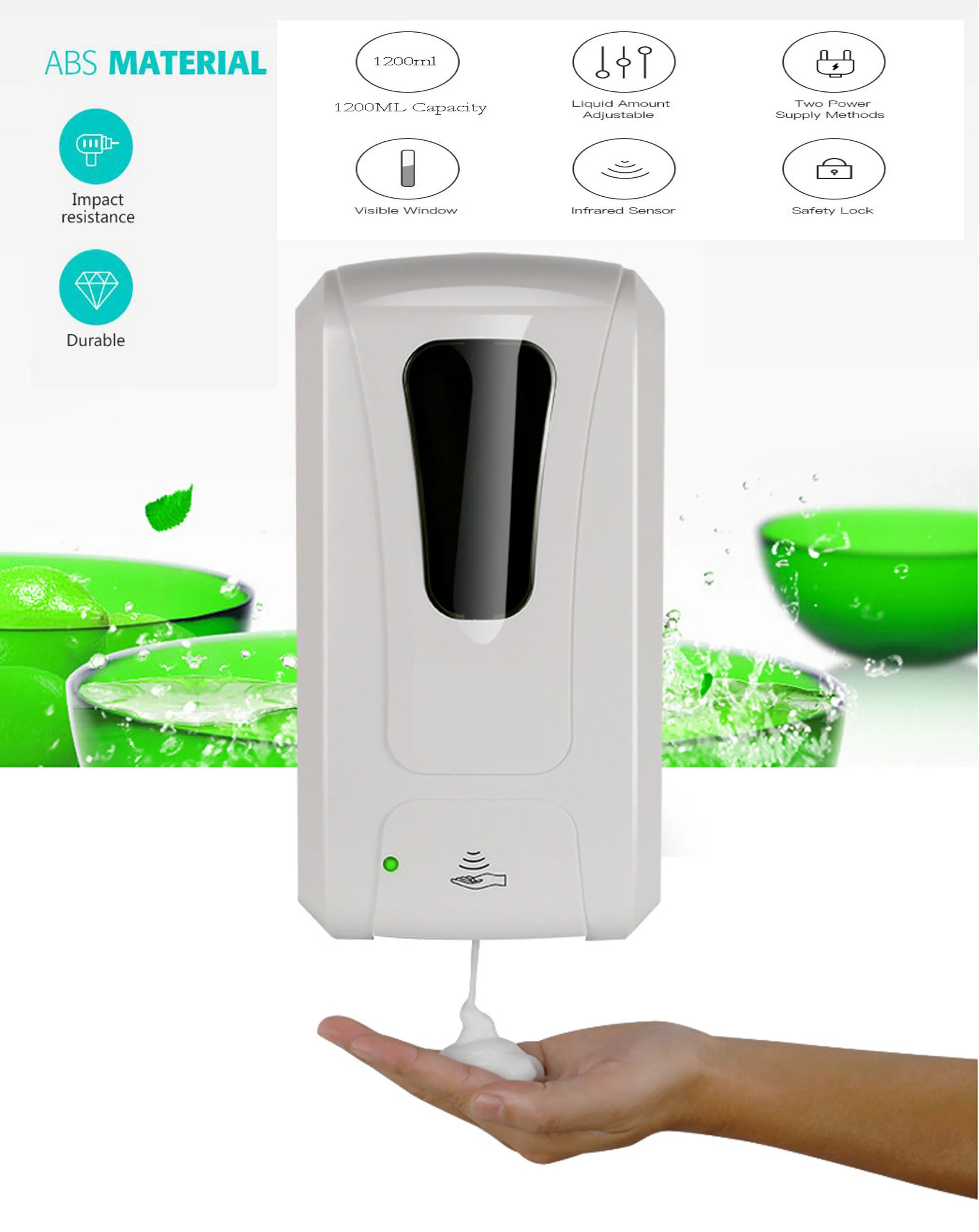 Wall Mounted Sensor Touchless Automatic foam soap dispenser bathroom infrared induction smart foam soap dispenser 1200ml high quality new 1 set bathroom toilet wall mounted automatic sensor touchless urinal flush valve