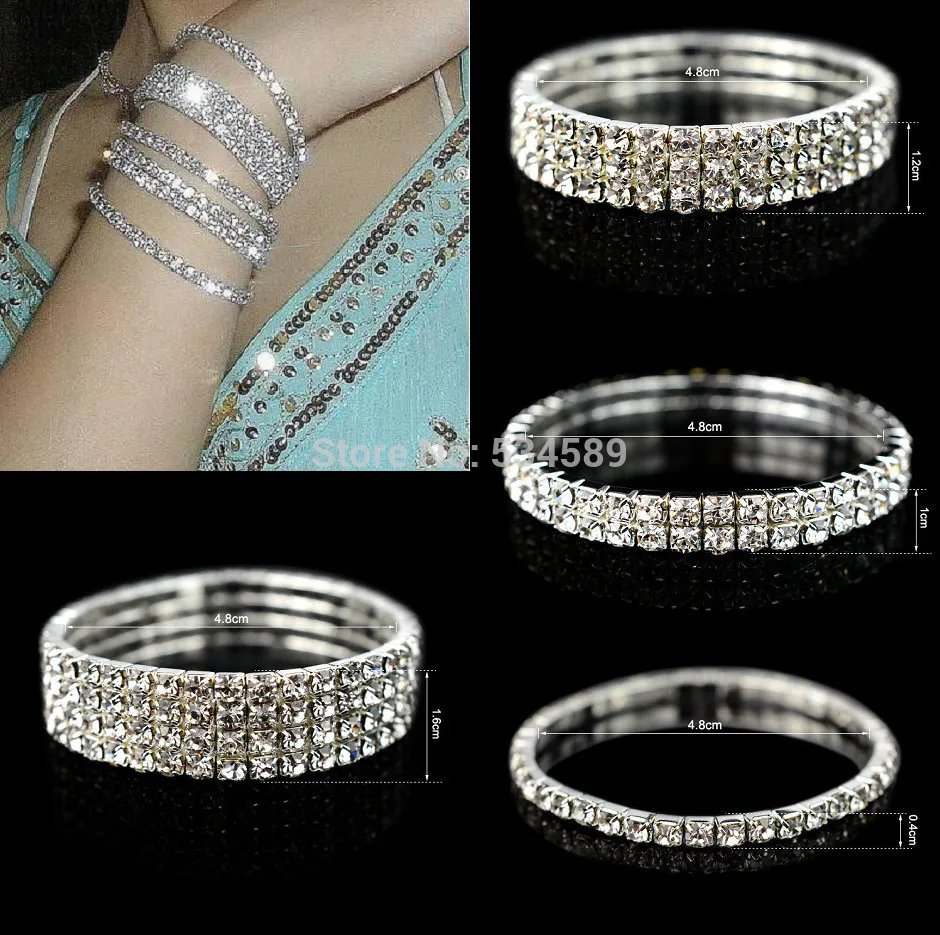 Блестящий прозрачный эластичный браслет 1/2/3/4/5/6 рядов для женщин стразы