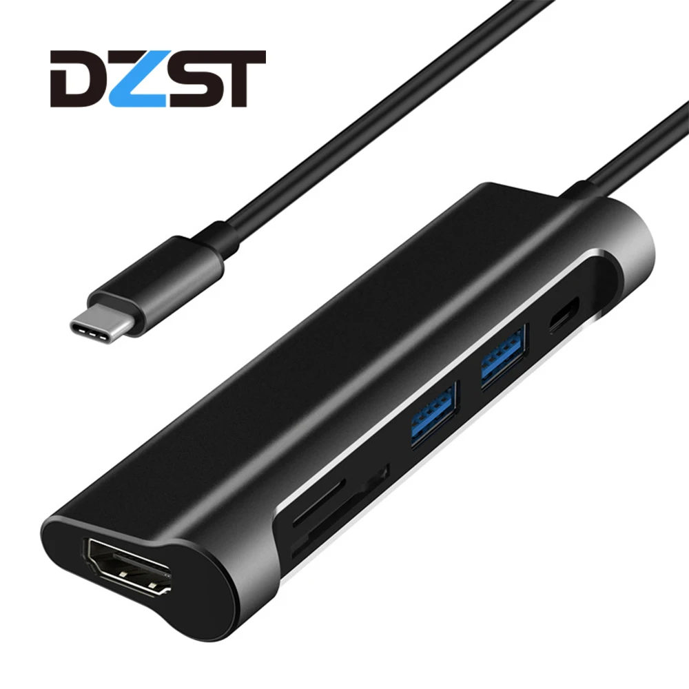 DZLST usb-хаб type C USB 3,1 адаптер SD/TF кард-ридер HDMI type-C PD зарядка USB 3,0 концентратор для MacBook huawei P20 Pro/Matebook