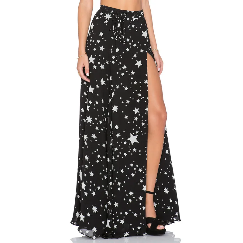 Мода 2017 Юбки для женщин Для осень Летний стиль черный Винтаж юбка макси Высокая